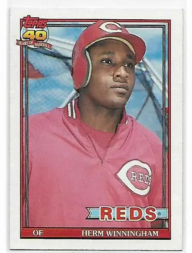 1991 Topps #204 Herm Winningham NM-MT Reds - Baseball Card Single