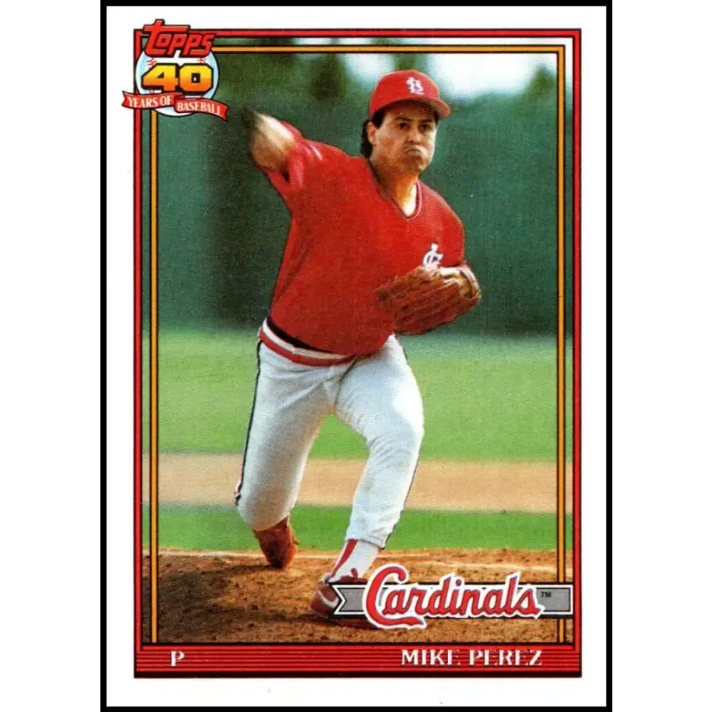 1991 Topps #205 Mike Perez NM-MT RC Rookie St. Louis Cardinals Baseball Card - Baseball Card Single