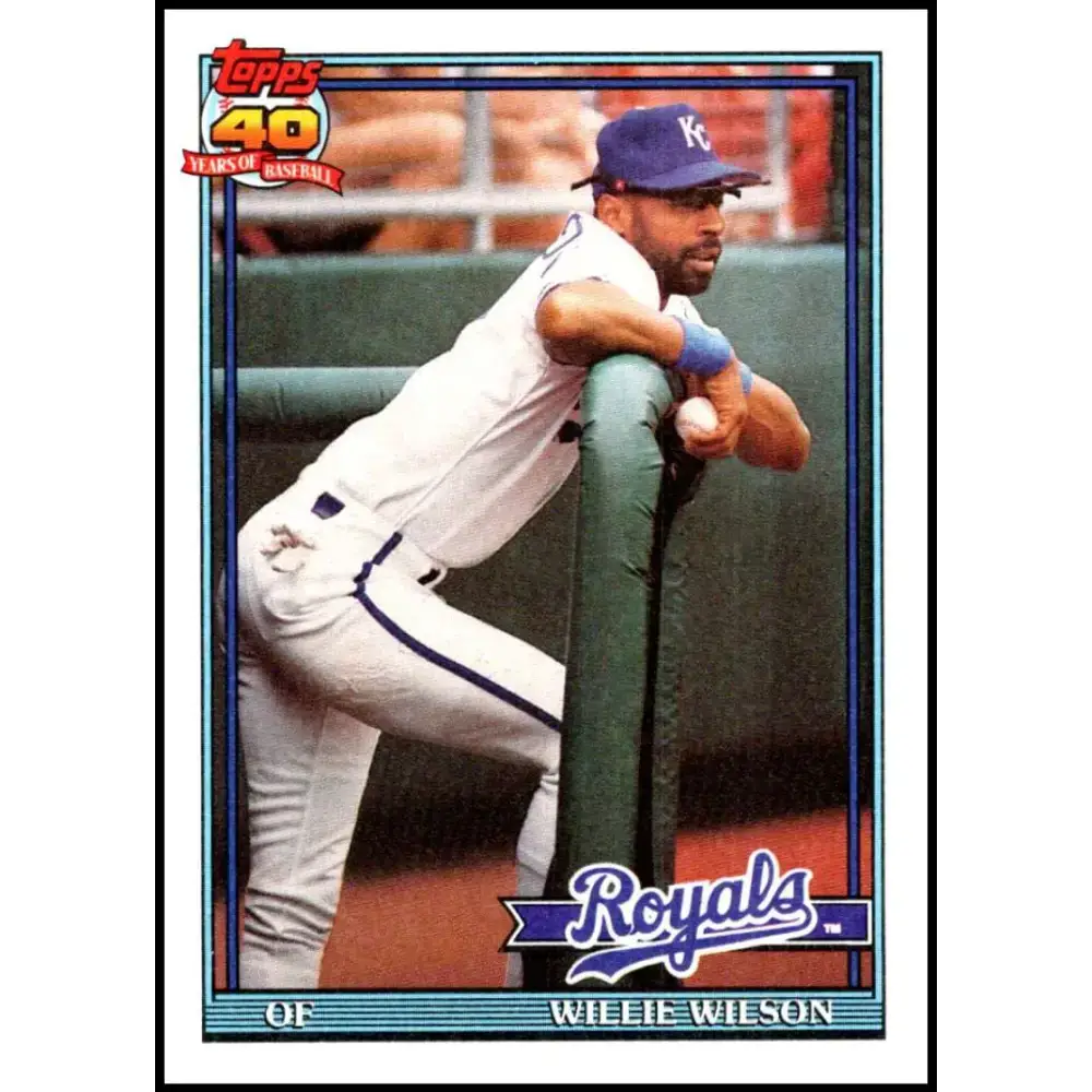 1991 Topps #208 Willie Wilson NM-MT Kansas City Royals Baseball Card - Baseball Card Single