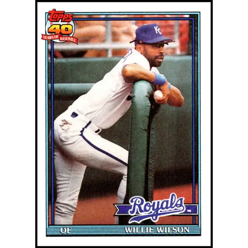 1991 Topps #208 Willie Wilson NM-MT Kansas City Royals Baseball Card - Baseball Card Single
