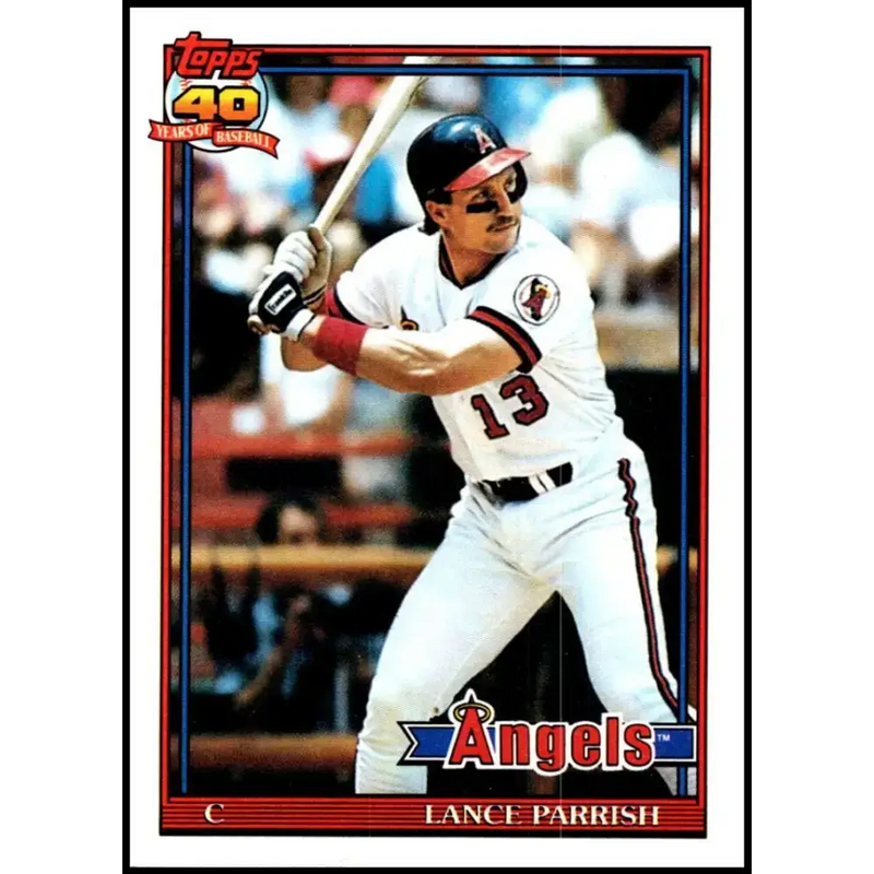 1991 Topps #210 Lance Parrish NM-MT California Angels Baseball Card - Baseball Card Single