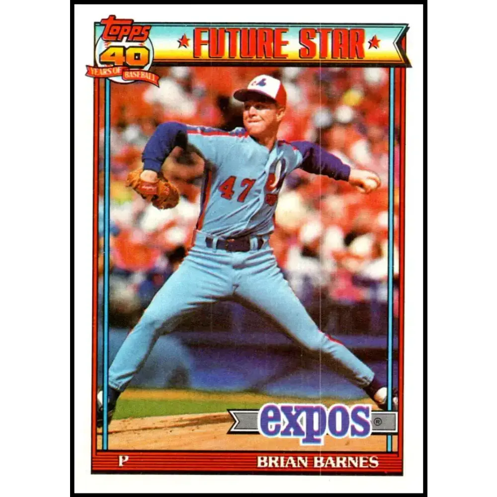 1991 Topps #211 Brian Barnes NM-MT RC Rookie Montreal Expos Baseball Card - Baseball Card Single