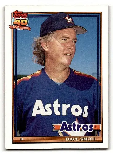 1991 Topps Dave Smith Houston Astros baseball card, EX/NM condition