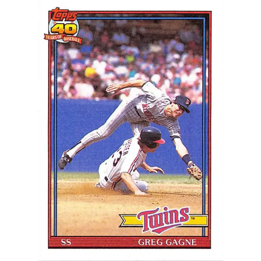 1991 Topps #216 Greg Gagne NM-MT Minnesota Twins Baseball Card - Baseball Card Single
