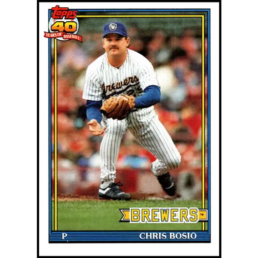 1991 Topps #217 Chris Bosio NM-MT Milwaukee Brewers Baseball Card - Baseball Card Single