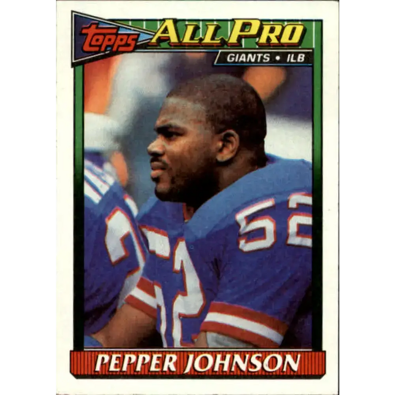 1991 Topps #22 Pepper Johnson NM-MT New York Giants Football Card - Football Card Single