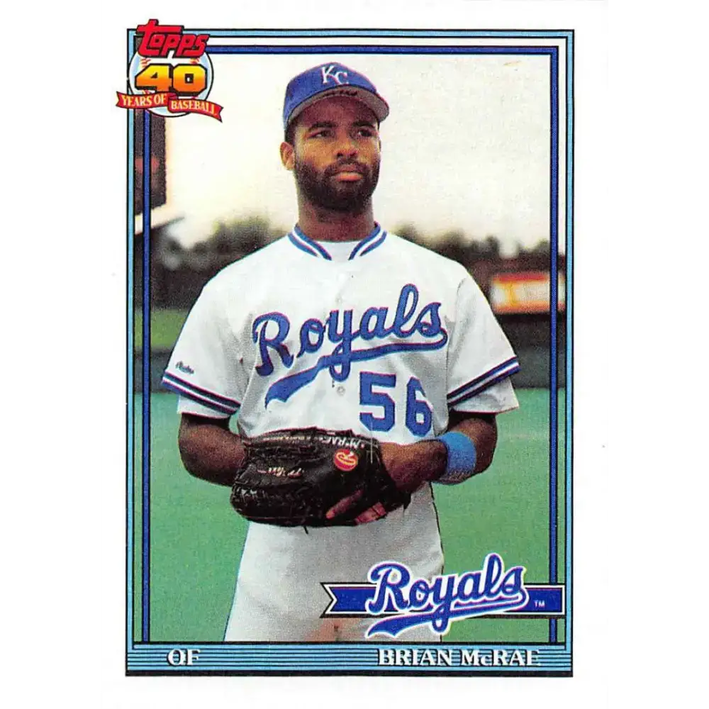 1991 Topps #222 Brian McRae NM-MT RC Rookie Kansas City Royals Baseball Card - Baseball Card Single
