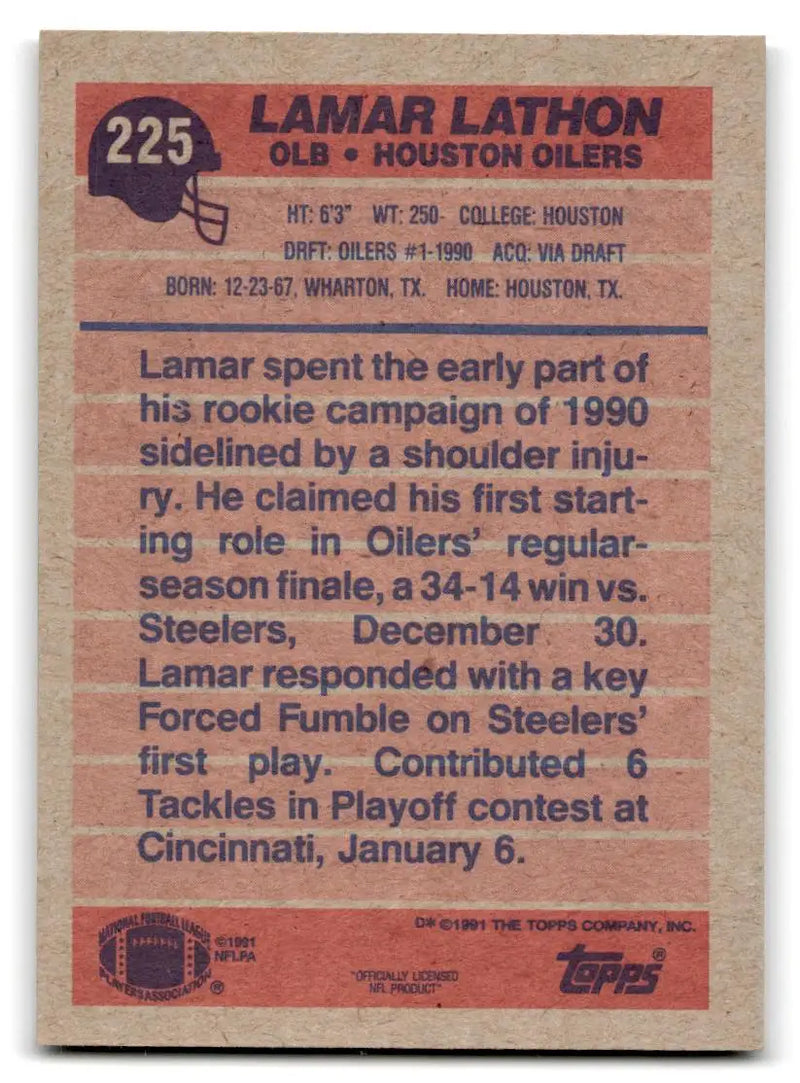 1991 Topps #225 Lamar Lathon - Football Card Single