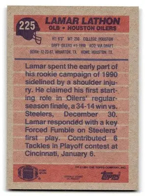 1991 Topps #225 Lamar Lathon - Football Card Single
