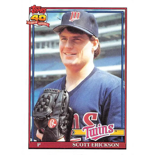 1991 Topps #234 Scott Erickson NM-MT Minnesota Twins Baseball Card - Baseball Card Single