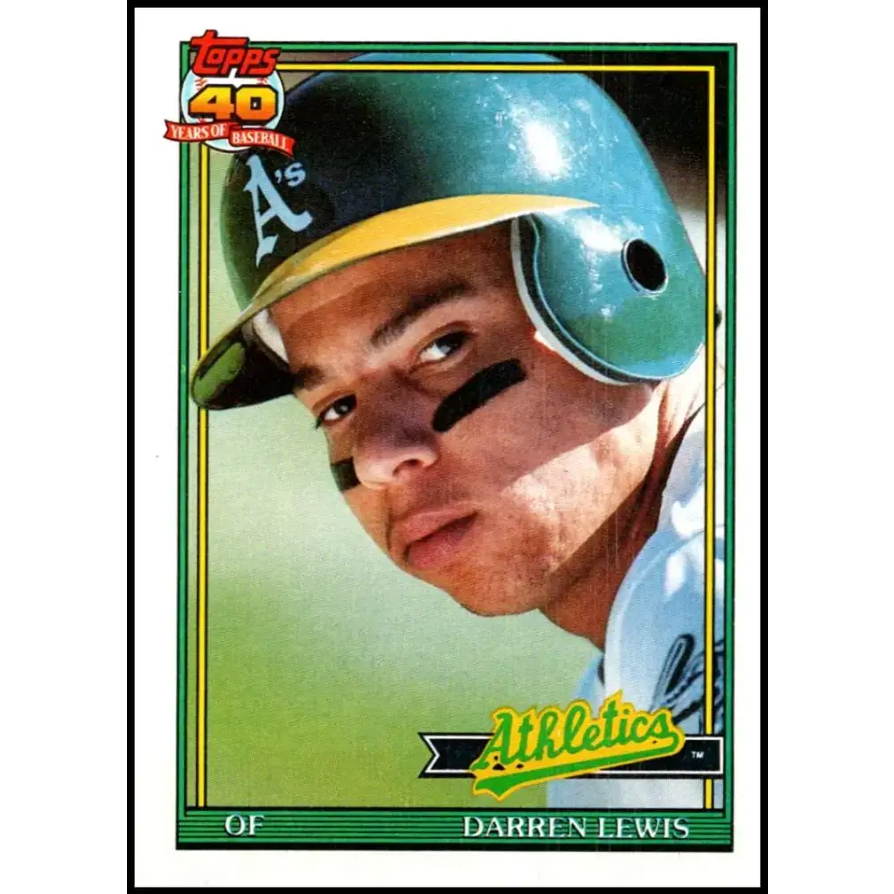 1991 Topps #239 Darren Lewis NM-MT Oakland Athletics Baseball Card - Baseball Card Single