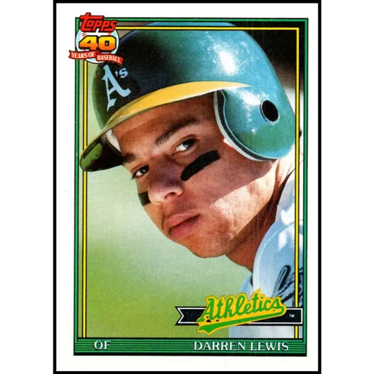 1991 Topps #239 Darren Lewis NM-MT Oakland Athletics Baseball Card - Baseball Card Single