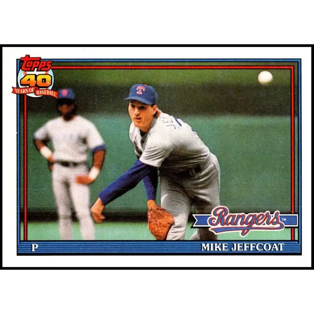 1991 Topps #244 Mike Jeffcoat NM-MT Texas Rangers Baseball Card - Baseball Card Single
