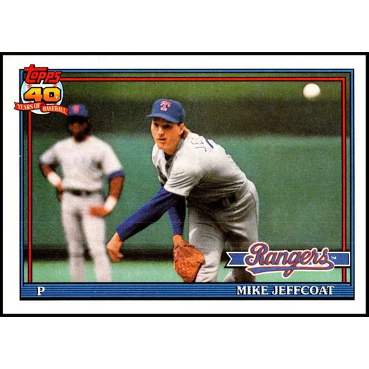 1991 Topps #244 Mike Jeffcoat NM-MT Texas Rangers Baseball Card - Baseball Card Single
