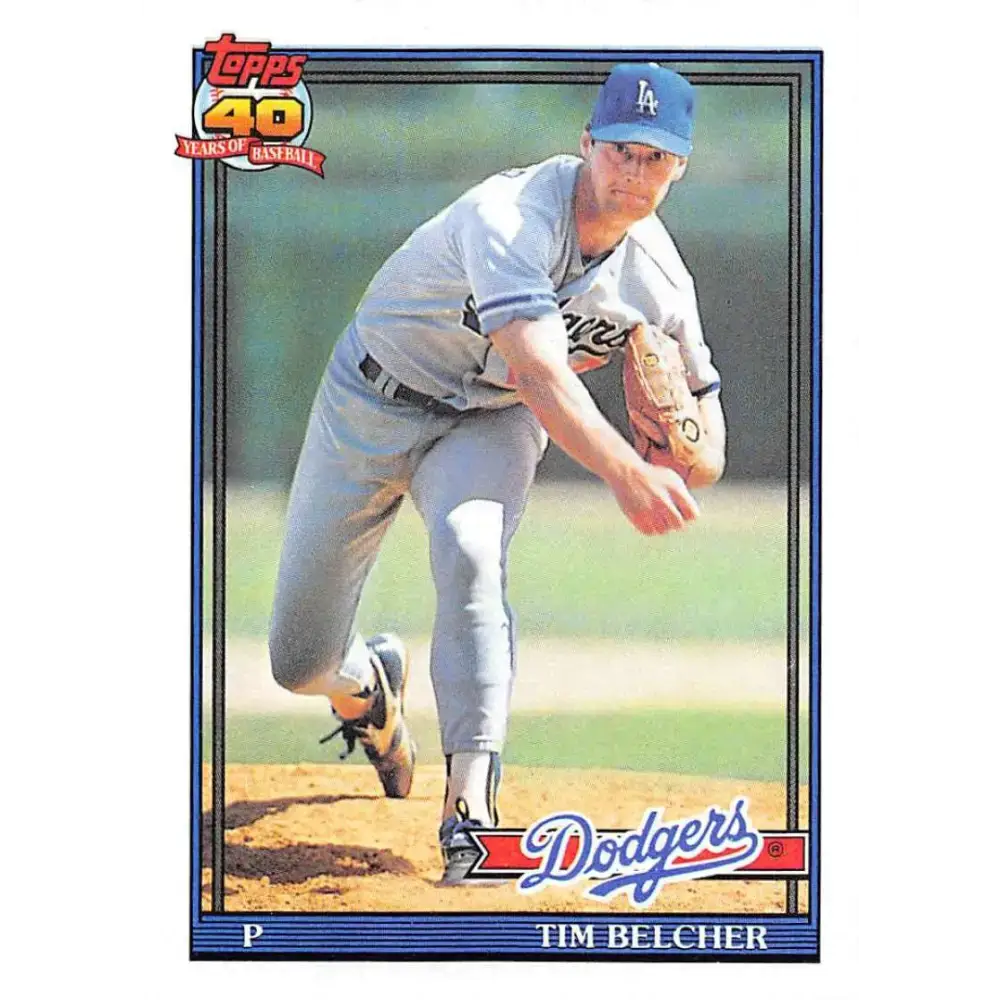 1991 Topps #25 Tim Belcher NM-MT Los Angeles Dodgers Baseball Card - Baseball Card Single