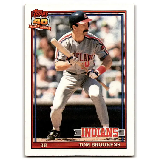 1991 Topps #268 Tom Brookens NM-MT Cleveland Indians Baseball Card - Baseball Card Single