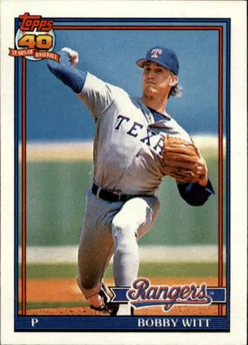 Original gloss of 1991 Topps Bobby Witt baseball card featuring Rangers player