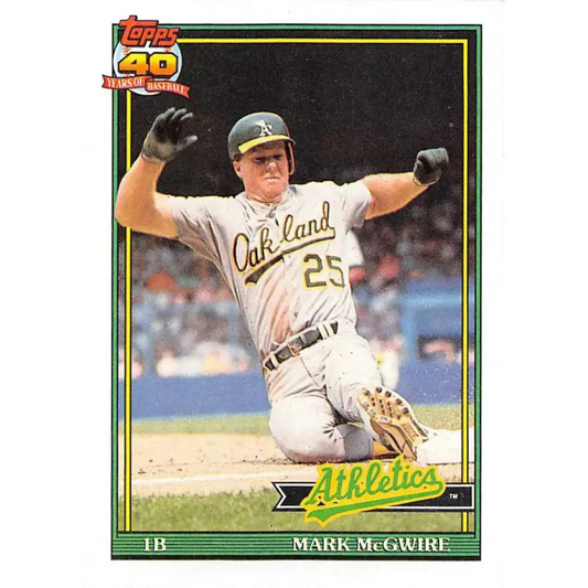 1991 Topps #270 Mark McGwire NM-MT Oakland Athletics Baseball Card - Baseball Card Single