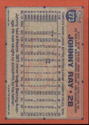 1991 Topps #273 Johnny Ray NM-MT Angels - Baseball Card Single