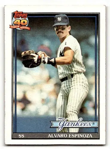 Alvaro Espinoza Yankees baseball card from 1991 Topps with original gloss