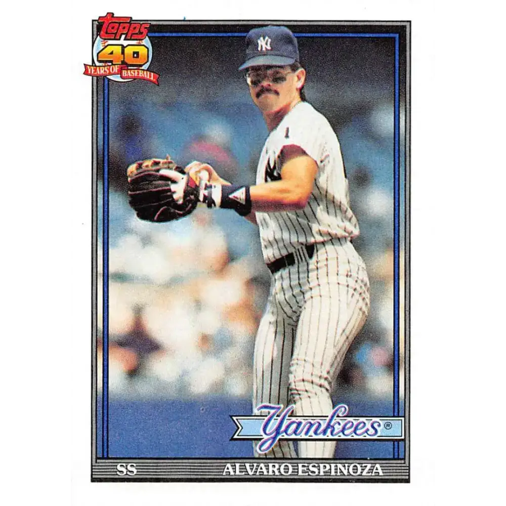 1991 Topps #28 Alvaro Espinoza NM-MT New York Yankees Baseball Card - Baseball Card Single