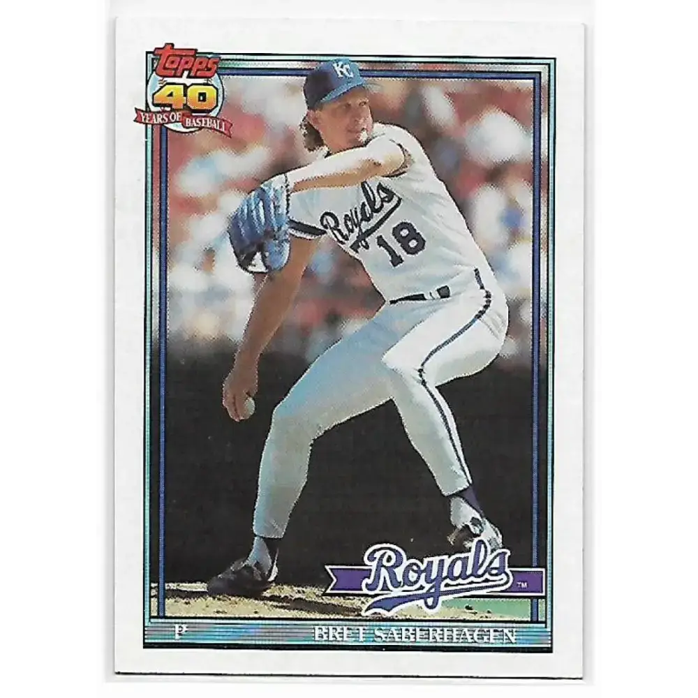1991 Topps #280 Bret Saberhagen NM-MT Kansas City Royals Baseball Card - Baseball Card Single