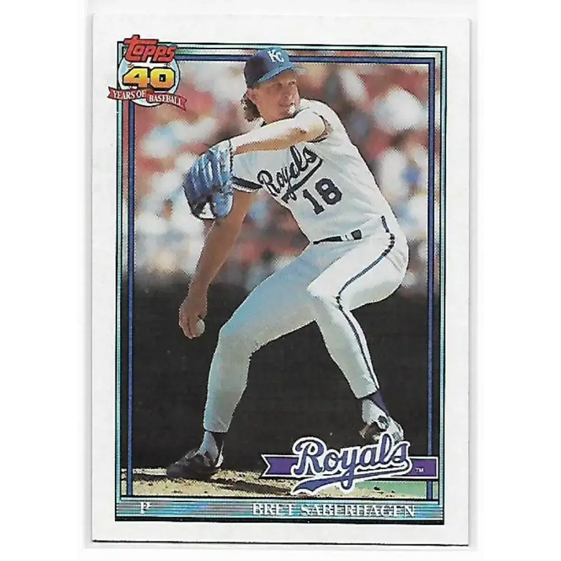 1991 Topps #280 Bret Saberhagen NM-MT Kansas City Royals Baseball Card - Baseball Card Single