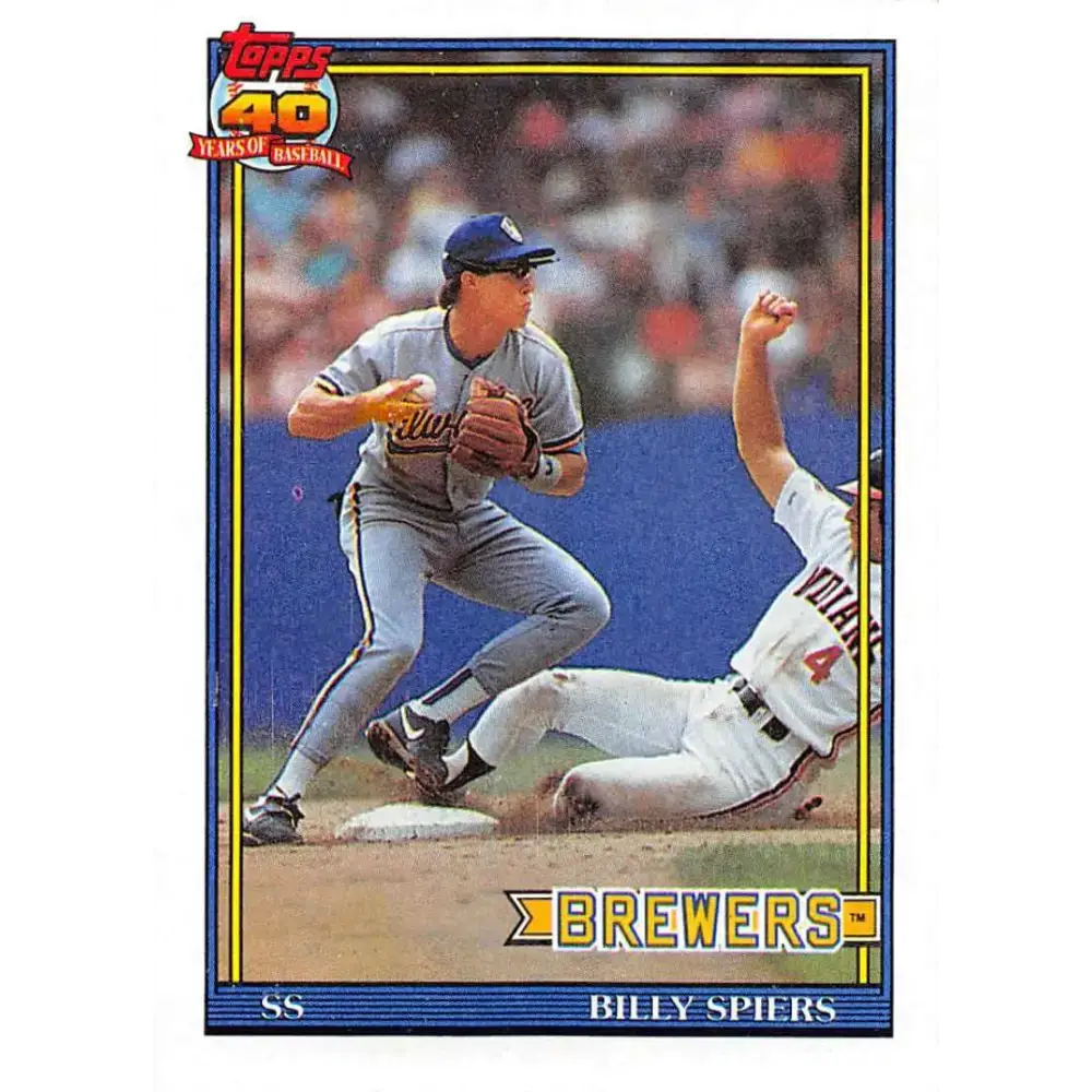 1991 Topps #284 Bill Spiers NM-MT Milwaukee Brewers Baseball Card - Baseball Card Single