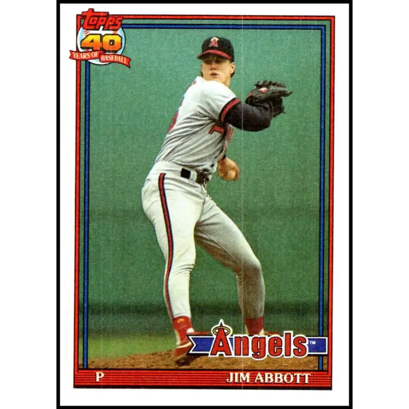 1991 Topps #285 Jim Abbott NM-MT California Angels Baseball Card - Baseball Card Single