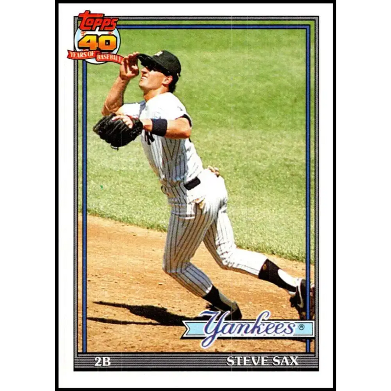1991 Topps #290 Steve Sax NM-MT New York Yankees Baseball Card - Baseball Card Single
