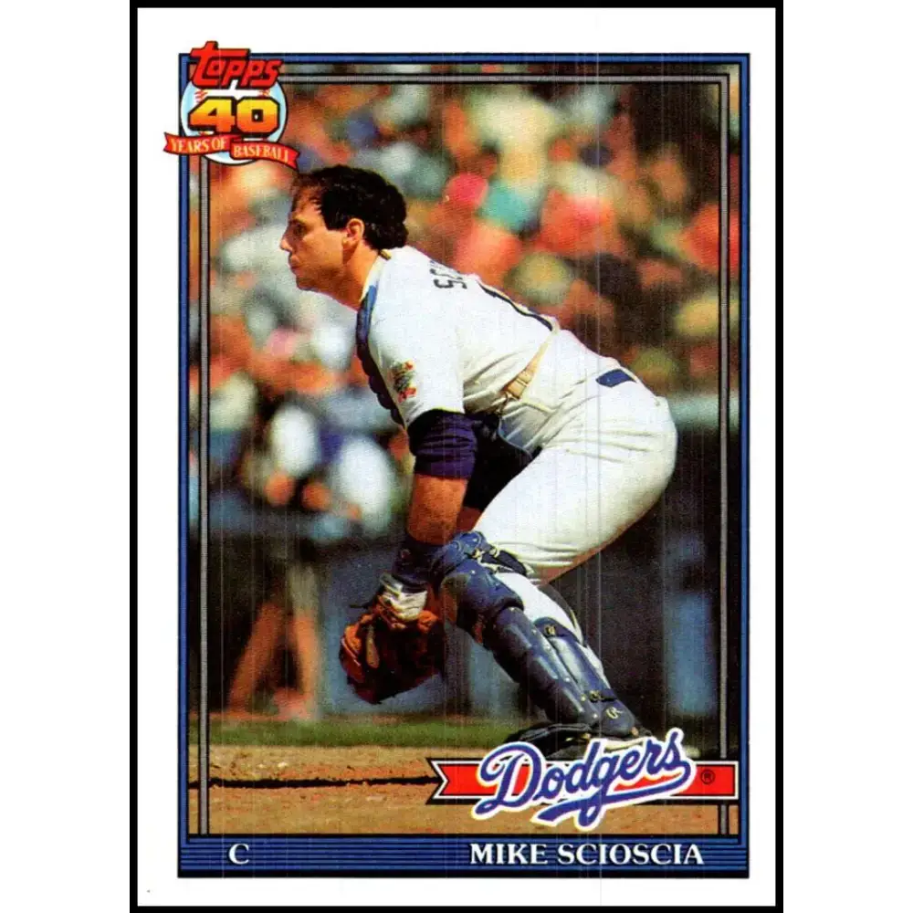 1991 Topps #305 Mike Scioscia NM-MT Los Angeles Dodgers Baseball Card - Baseball Card Single