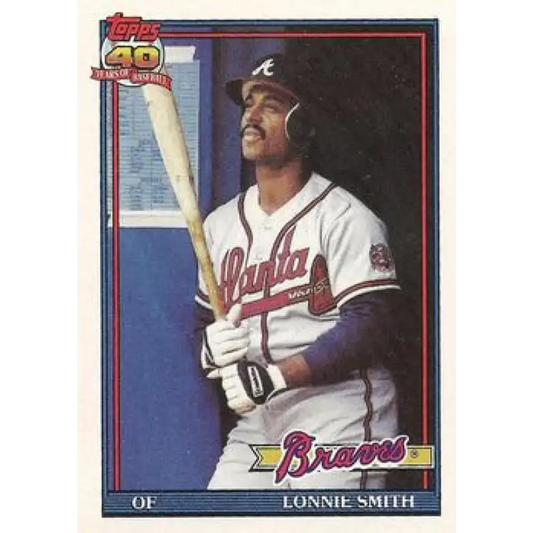 1991 Topps #306 Lonnie Smith NM-MT Atlanta Braves Baseball Card - Baseball Card Single