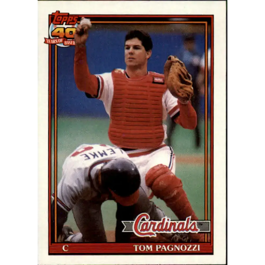 1991 Topps #308 Tom Pagnozzi NM-MT St. Louis Cardinals Baseball Card - Baseball Card Single