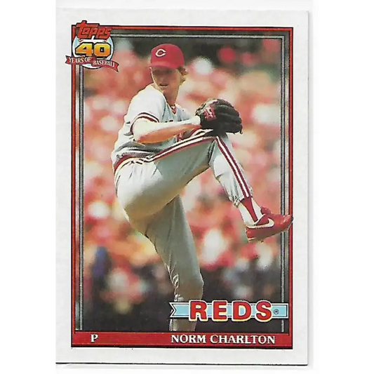 1991 Topps #309 Norm Charlton NM-MT Cincinnati Reds Baseball Card - Baseball Card Single