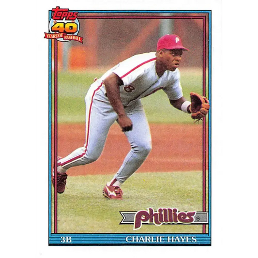 1991 Topps #312 Charlie Hayes NM-MT Philadelphia Phillies Baseball Card - Baseball Card Single