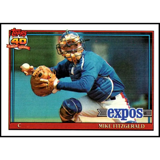 1991 Topps #317 Mike Fitzgerald NM-MT Montreal Expos Baseball Card - Baseball Card Single
