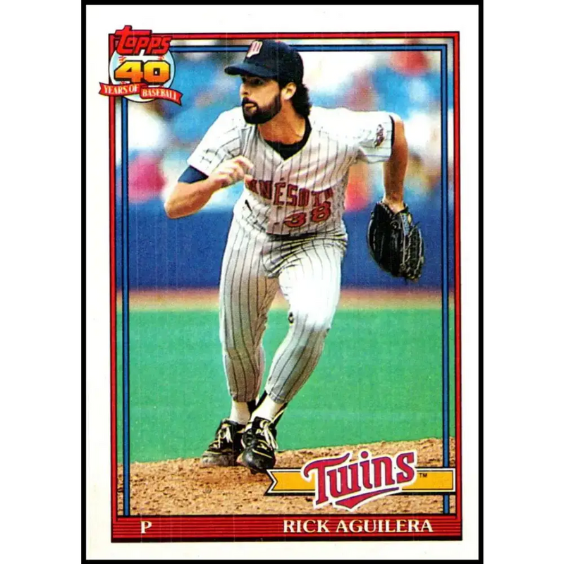 1991 Topps #318 Rick Aguilera NM-MT Minnesota Twins Baseball Card - Baseball Card Single