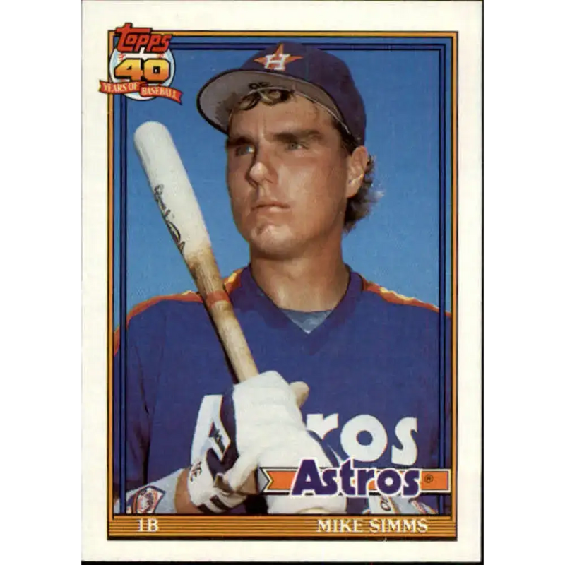 1991 Topps #32 Mike Simms NM-MT RC Rookie Houston Astros Baseball Card - Baseball Card Single