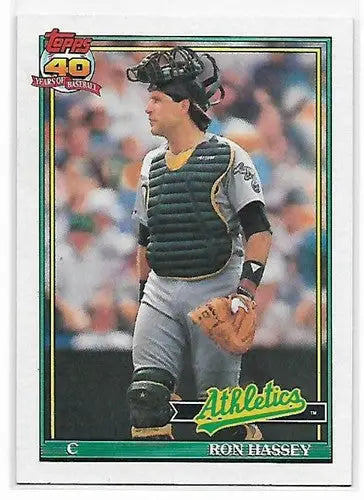1991 Topps #327 Ron Hassey NM-MT Athletics - Baseball Card Single