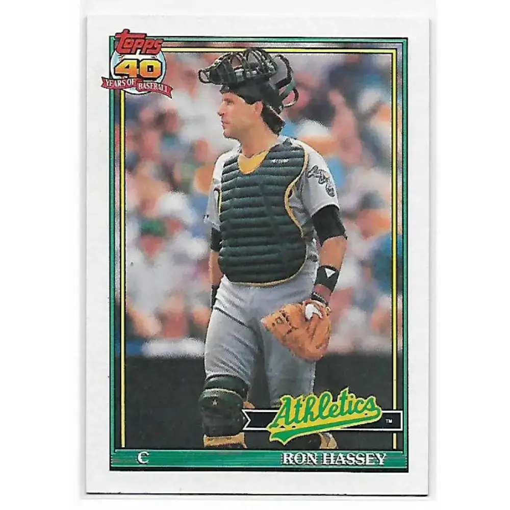1991 Topps #327 Ron Hassey NM-MT Oakland Athletics Baseball Card - Baseball Card Single