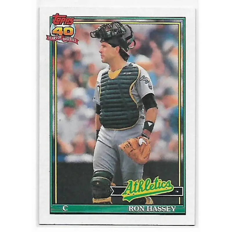 1991 Topps #327 Ron Hassey NM-MT Oakland Athletics Baseball Card - Baseball Card Single