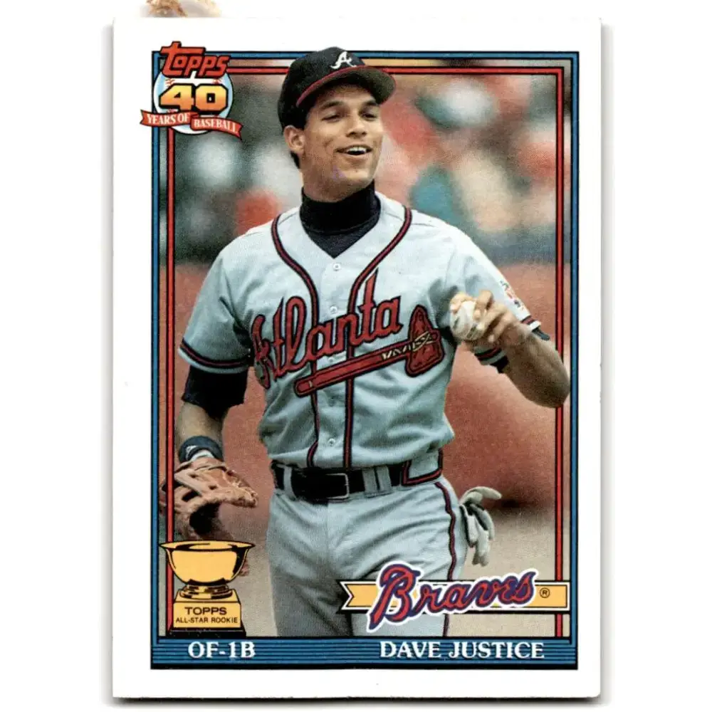 1991 Topps #329 David Justice NM-MT Atlanta Braves Baseball Card - Baseball Card Single