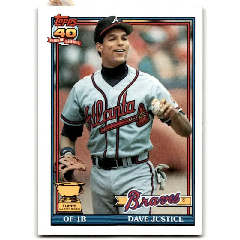 1991 Topps #329 David Justice NM-MT Atlanta Braves Baseball Card - Baseball Card Single