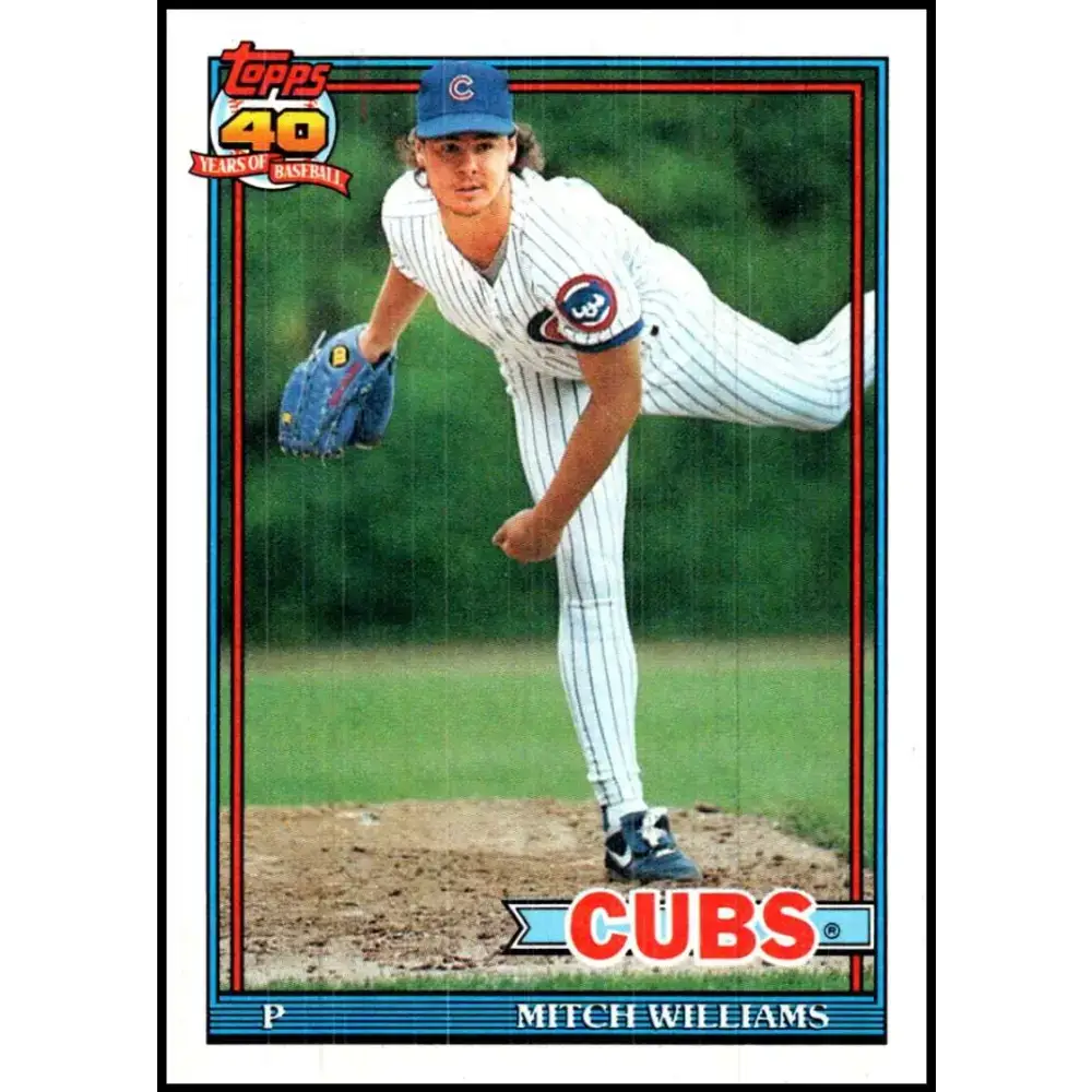 1991 Topps #335 Mitch Williams NM-MT Chicago Cubs Baseball Card - Baseball Card Single