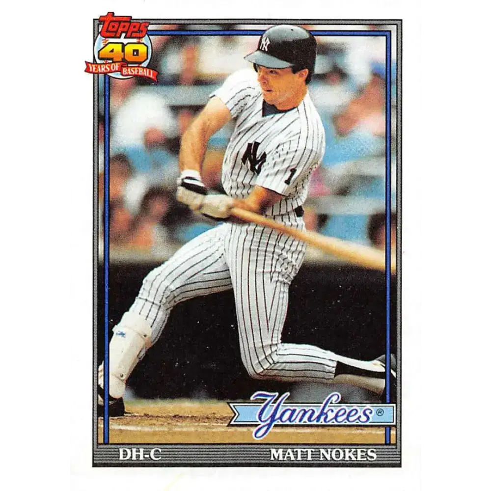 1991 Topps #336 Matt Nokes NM-MT New York Yankees Baseball Card - Baseball Card Single