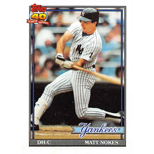1991 Topps #336 Matt Nokes NM-MT New York Yankees Baseball Card - Baseball Card Single