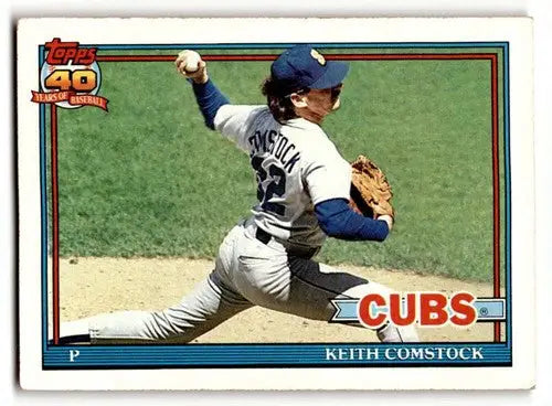 Original gloss 337a Keith Comstock Seattle Mariners baseball card from 1991 Topps