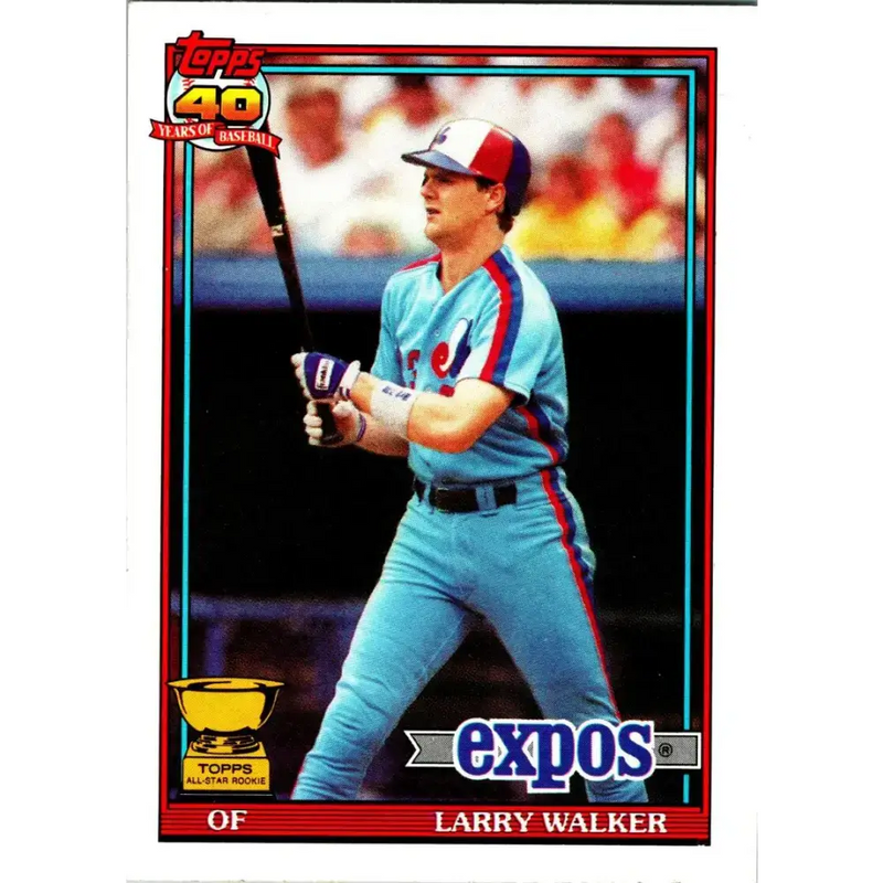 1991 Topps #339 Larry Walker NM-MT Montreal Expos Baseball Card - Baseball Card Single