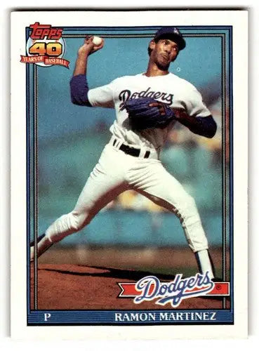 1991 Topps #340 Ramon Martinez Los Angeles Dodgers Baseball Cards ID:53070 - Baseball Card Single