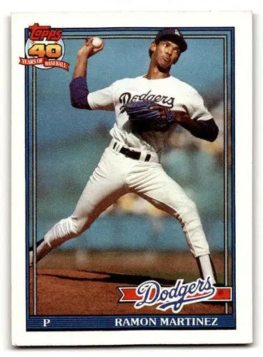 Ramon Martinez Los Angeles Dodgers baseball card from 1991 Topps series